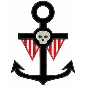Pirate Anchor With a Skull Applique Machine Embroidery Design Digitized Pattern